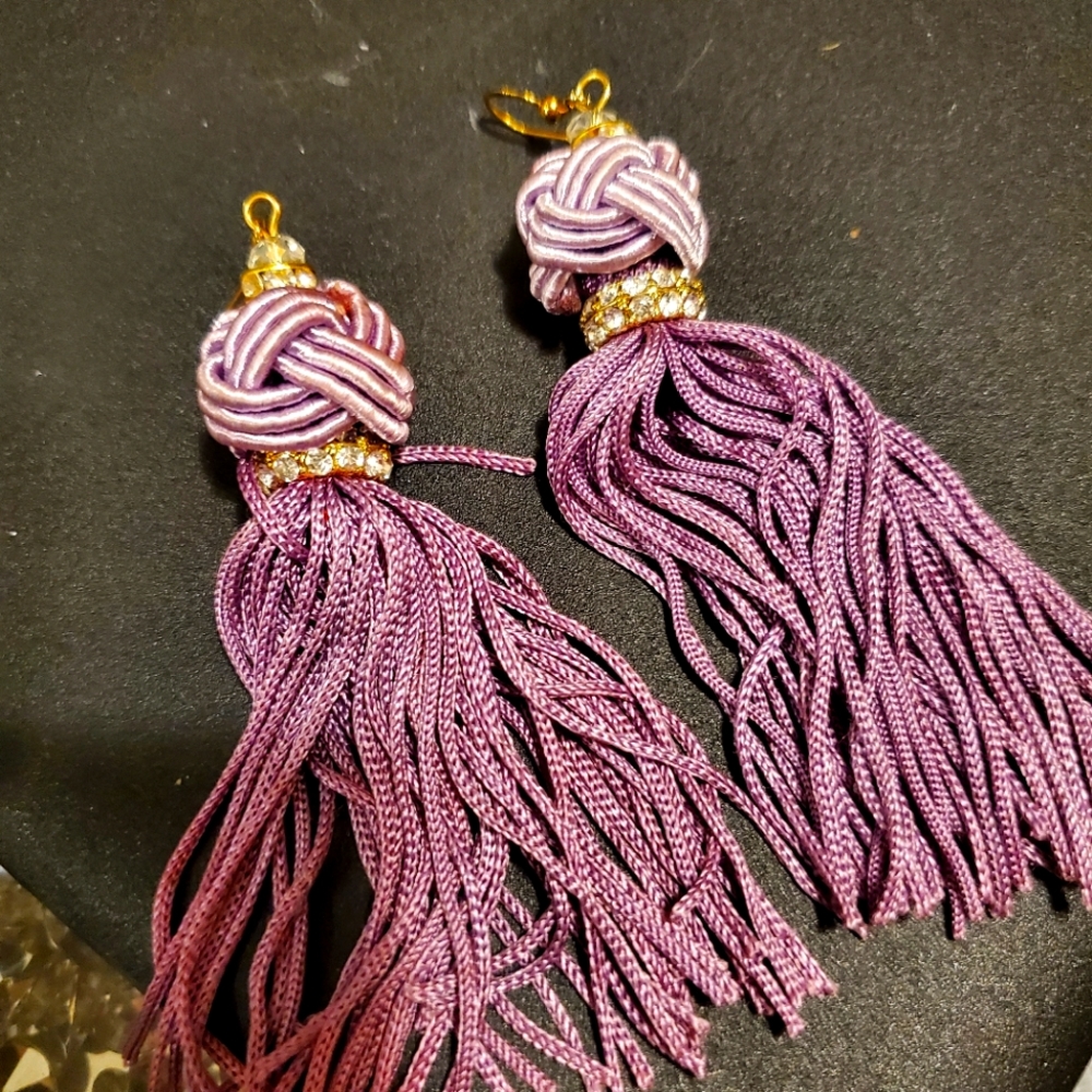 Purple tassel earrings